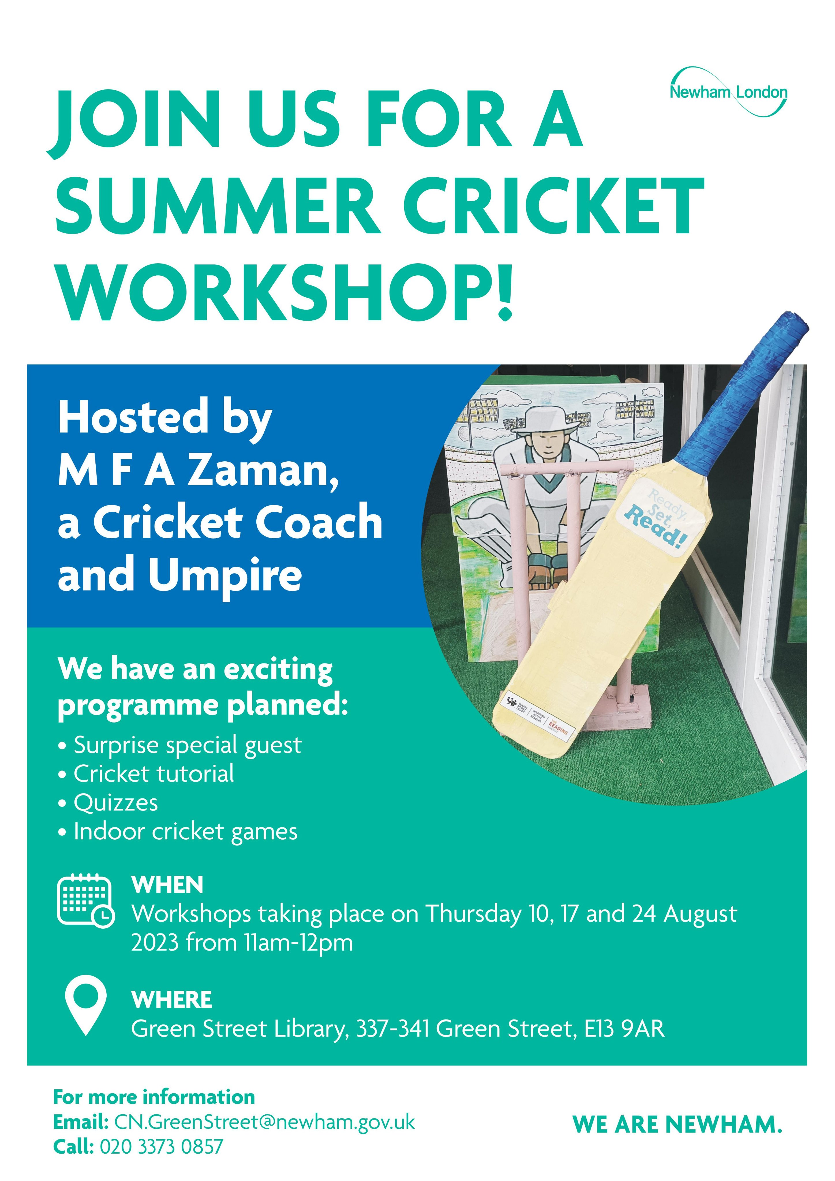 Poster for cricket workshop