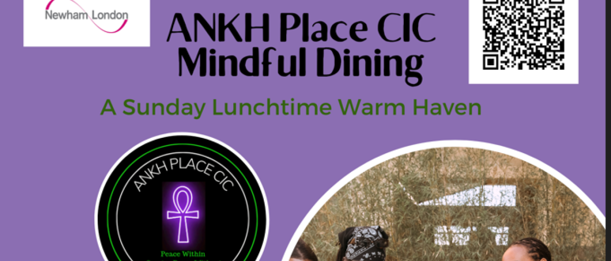 ANKH Place CIC logo and photo of people sharing food together