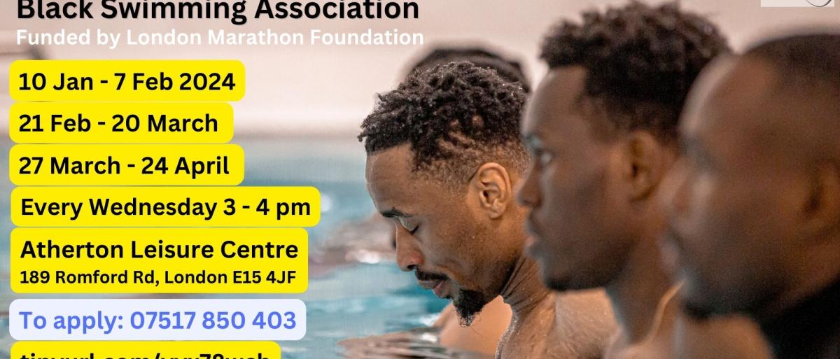 Image showing Black men engaging with a swimming lesson